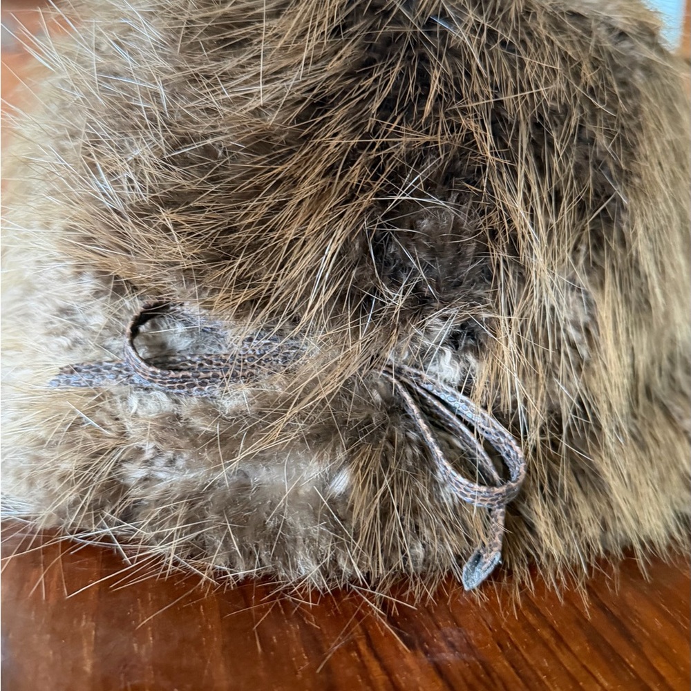 Real Fur Hat with Bow Accent